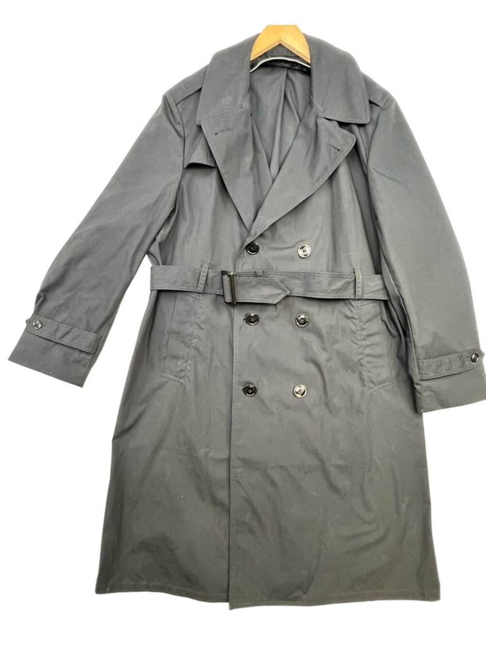 American Apparel Mens All Weather Double Breasted Army Trench Coat 44R Black
